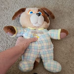1990 Galoob Peeper Pals Stuffed Dog Vintage , Light Up Eyes